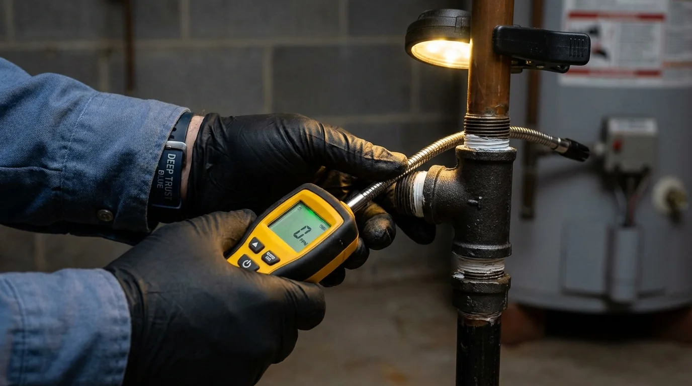 Gas leak detection with electronic sniffer by Johns Plumbing LLC in Waterloo